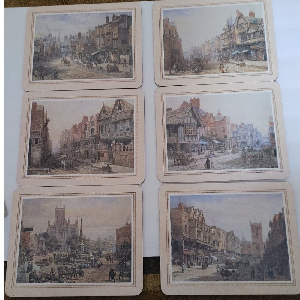 Vintage Clover Leaf 6 Melamine Mats Olde Times MB155 in box